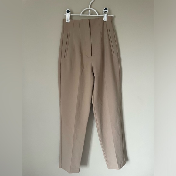 Zara Classic Beige Women's Trousers ankle cropped size XS NWOT business casual - Picture 4 of 7